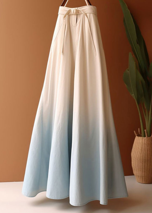 Art Gradient Color High Waist Denim Maxi Skirts Summer