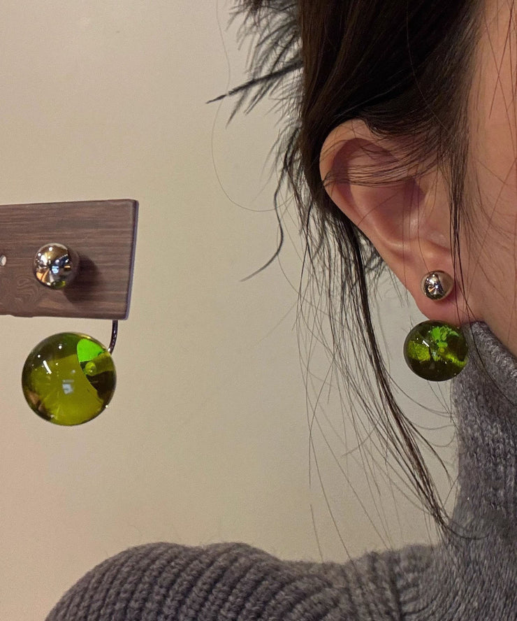 Art Green Acrylic Honey Wax Stud Earrings