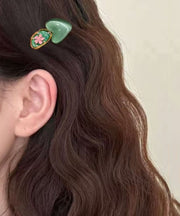 Art Green Allloy Love Pearl Floral Hairpin Two-Piece Set