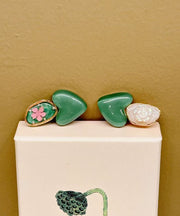 Art Green Allloy Love Pearl Floral Hairpin Two-Piece Set