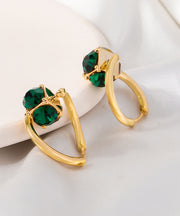 Art Green Copper Overgild Zircon Hoop Earrings