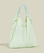 Art Green Plaid Large Capacity Nylon Shoulder Handbag