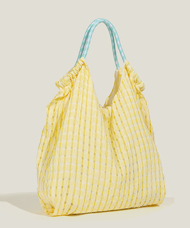 Art Green Plaid Large Capacity Nylon Shoulder Handbag