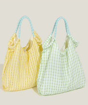 Art Green Plaid Large Capacity Nylon Shoulder Handbag