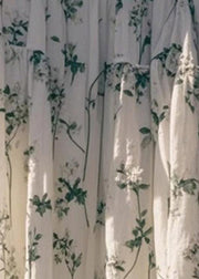 Art Green Print High Waist Cotton Skirt Summer