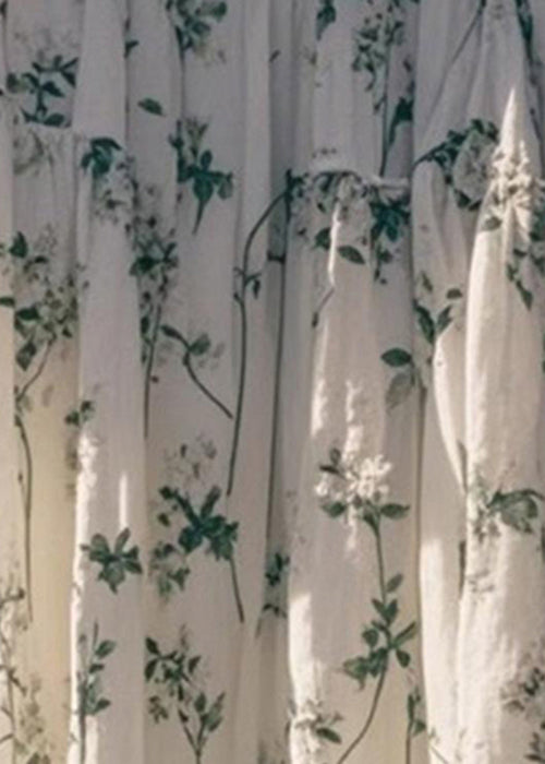 Art Green Print High Waist Cotton Skirt Summer