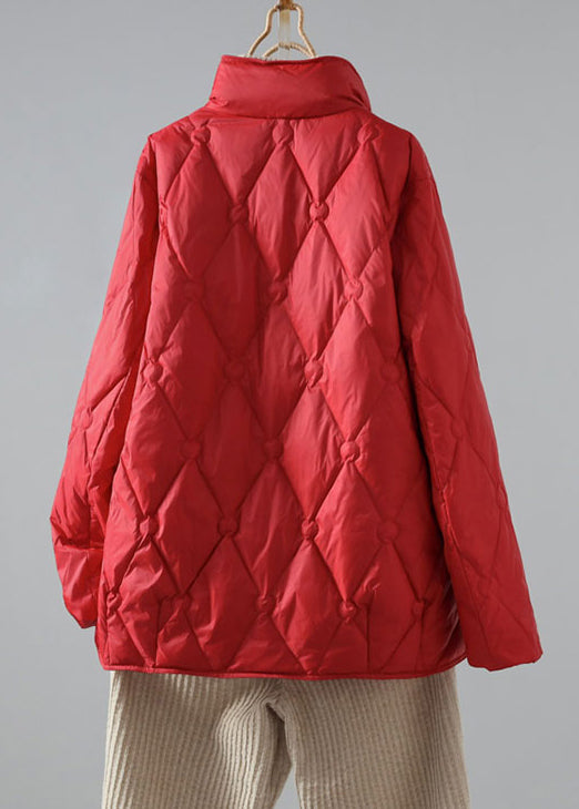 Art Green Stand Collar Chinese Button Pockets Duck Down Puffer Coat Winter