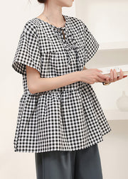 Art Grey Oversized Plaid Cotton Shirt Summer