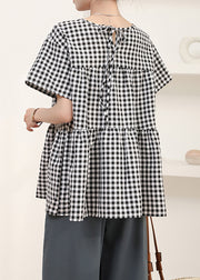 Art Grey Oversized Plaid Cotton Shirt Summer