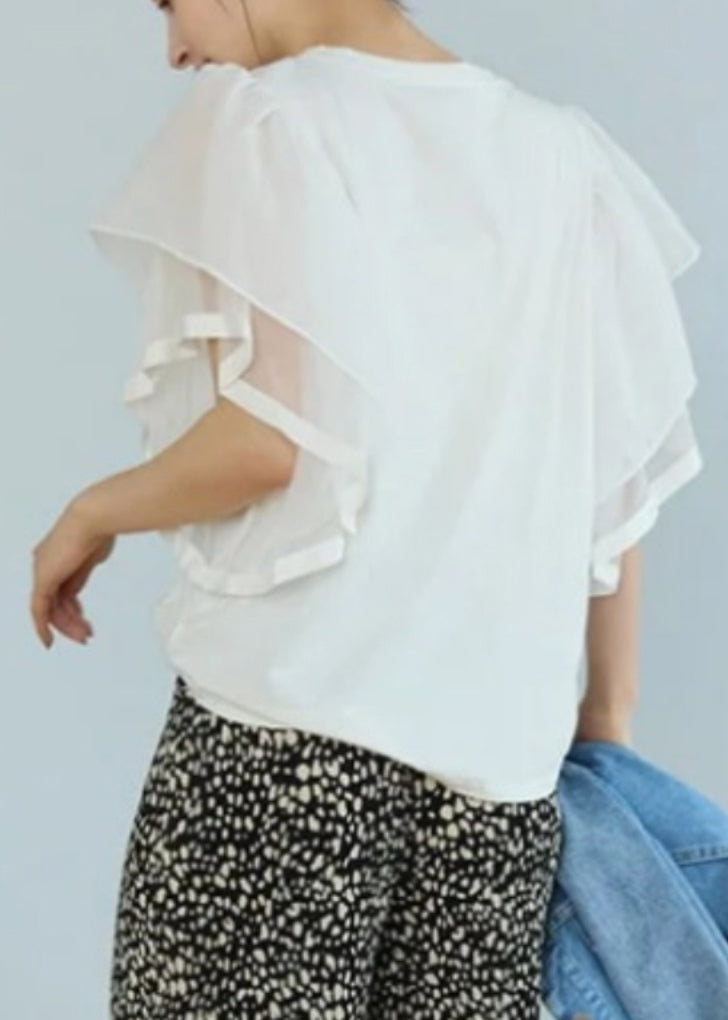 Art Grey Patchwork Tulle Tank Tops Cloak Sleeves