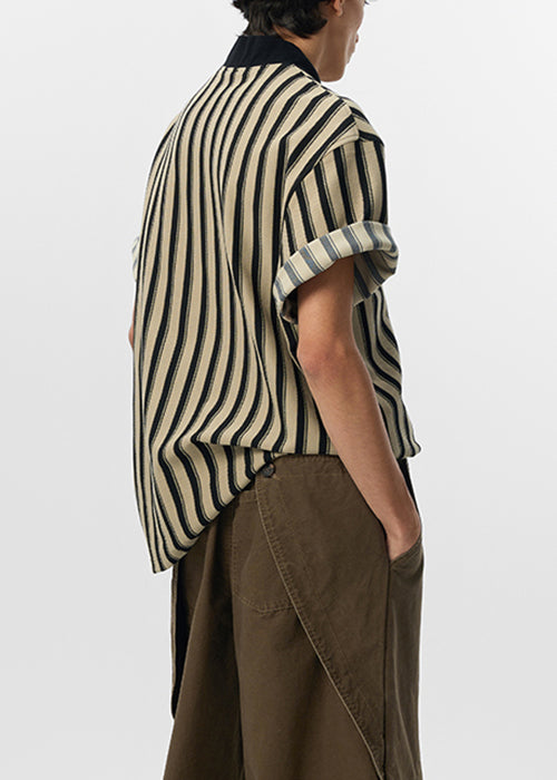 Art Grey Striped Letter Cotton Men T Shirt Summer