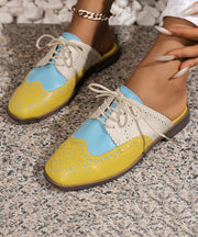 Art Hollow Out Splicing Walking Sandals Yellow Faux Leather