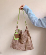 Art Khaki Tie Dye Faux Leather Shoulder Bags
