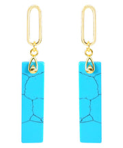 Art Light Green Sterling Silver Overgild Turquoise Drop Earrings