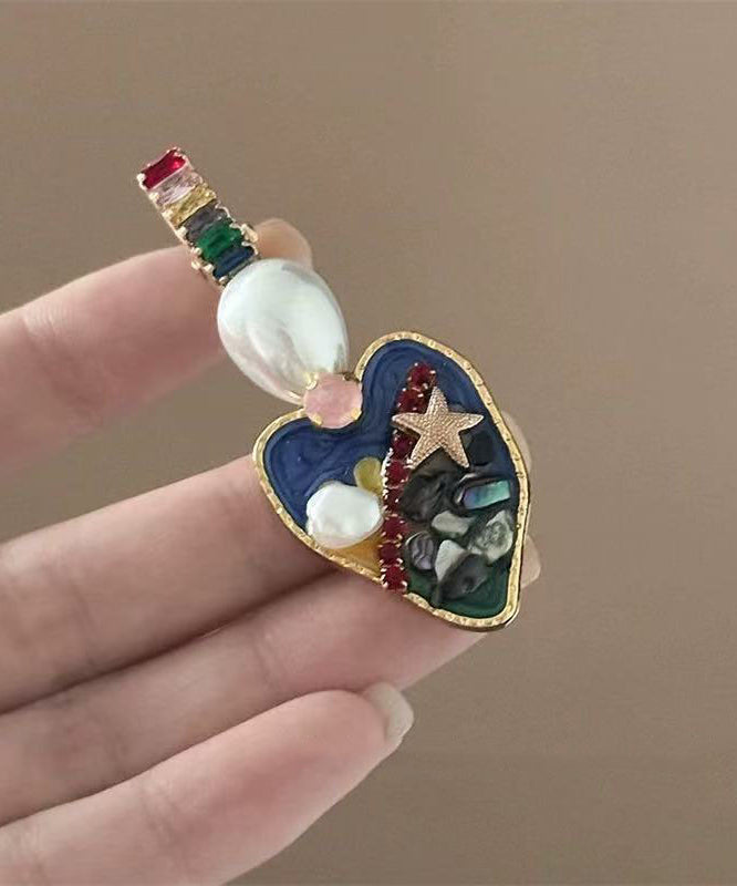 Art Multicolor Alloy Zircon Pearl Drip Glaze Love Hairpin