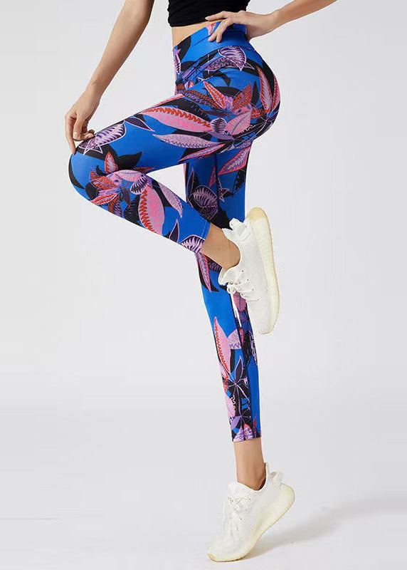 Art Navy Print Seamless Capri Dri Fit Leggings