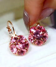 Art Pink Copper Overgild Zircon Hoop Earrings