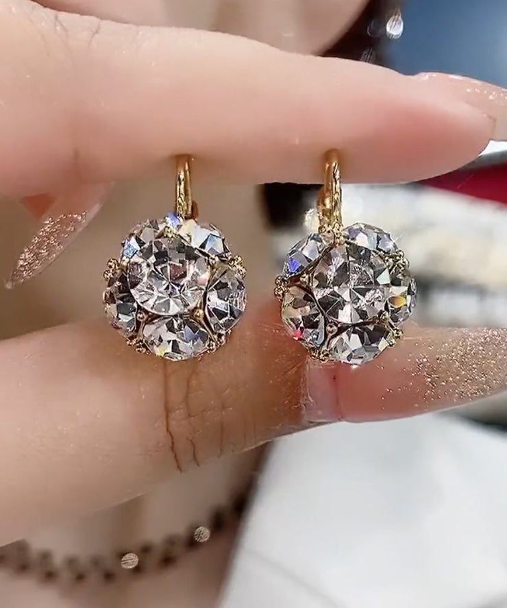 Art Pink Copper Overgild Zircon Hoop Earrings