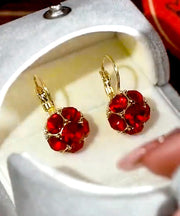 Art Pink Copper Overgild Zircon Hoop Earrings