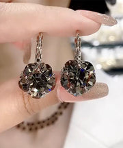 Art Pink Copper Overgild Zircon Hoop Earrings