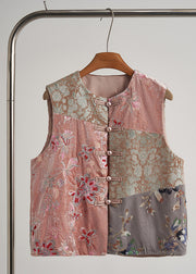 Art Pink Embroidered Nail Bead Silk Velour Oriental Vests Fall