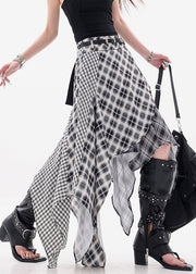 Art Plaid Asymmetrical High Waist Cotton Skirts Summer