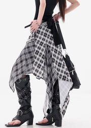 Art Plaid Asymmetrical High Waist Cotton Skirts Summer