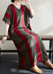 Art Polychrome Striped Oversized Cotton Long Sundress Summer