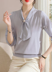 Art Purple Bow Butterfly Knit T Shirts Half Sleeve