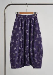 Art Purple Embroidered Butterfly Silk Velvet Two-Piece Set Sleeveless