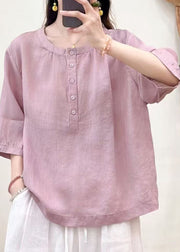 Art Purple Oversized Cotton Blouse Tops Bracelet Sleeve