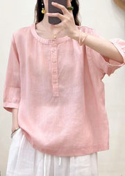 Art Purple Oversized Cotton Blouse Tops Bracelet Sleeve
