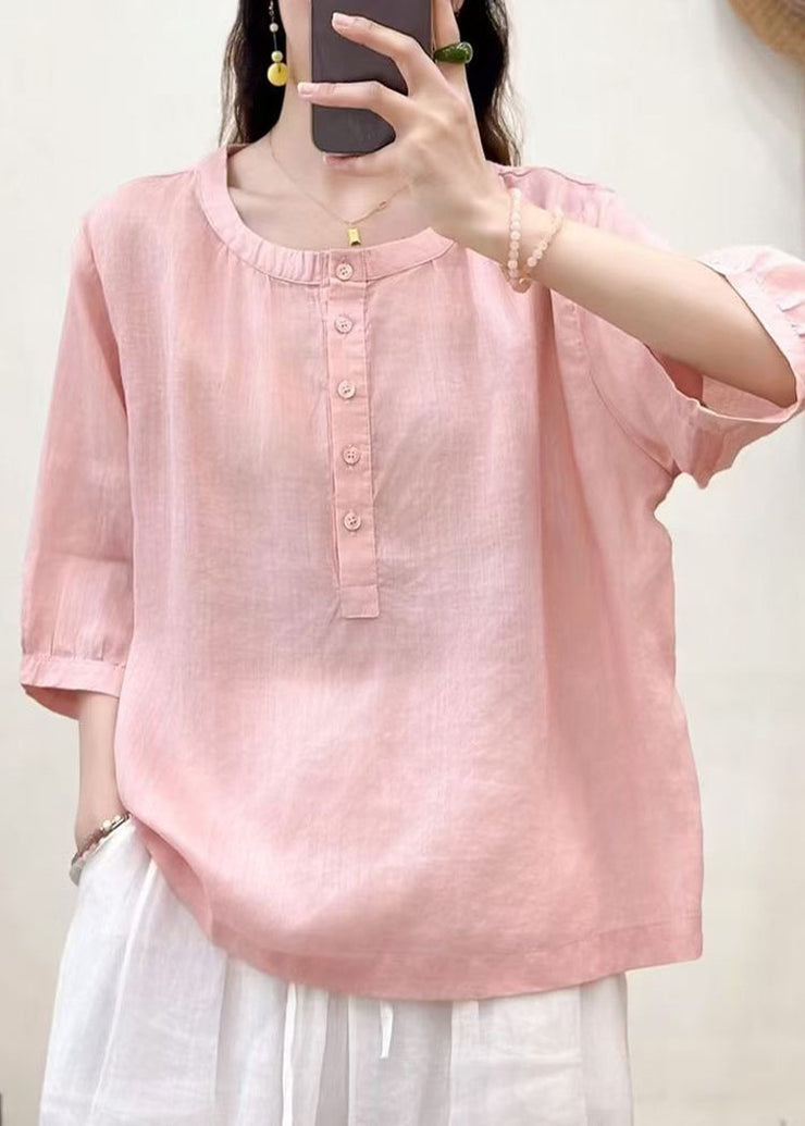 Art Purple Oversized Cotton Blouse Tops Bracelet Sleeve