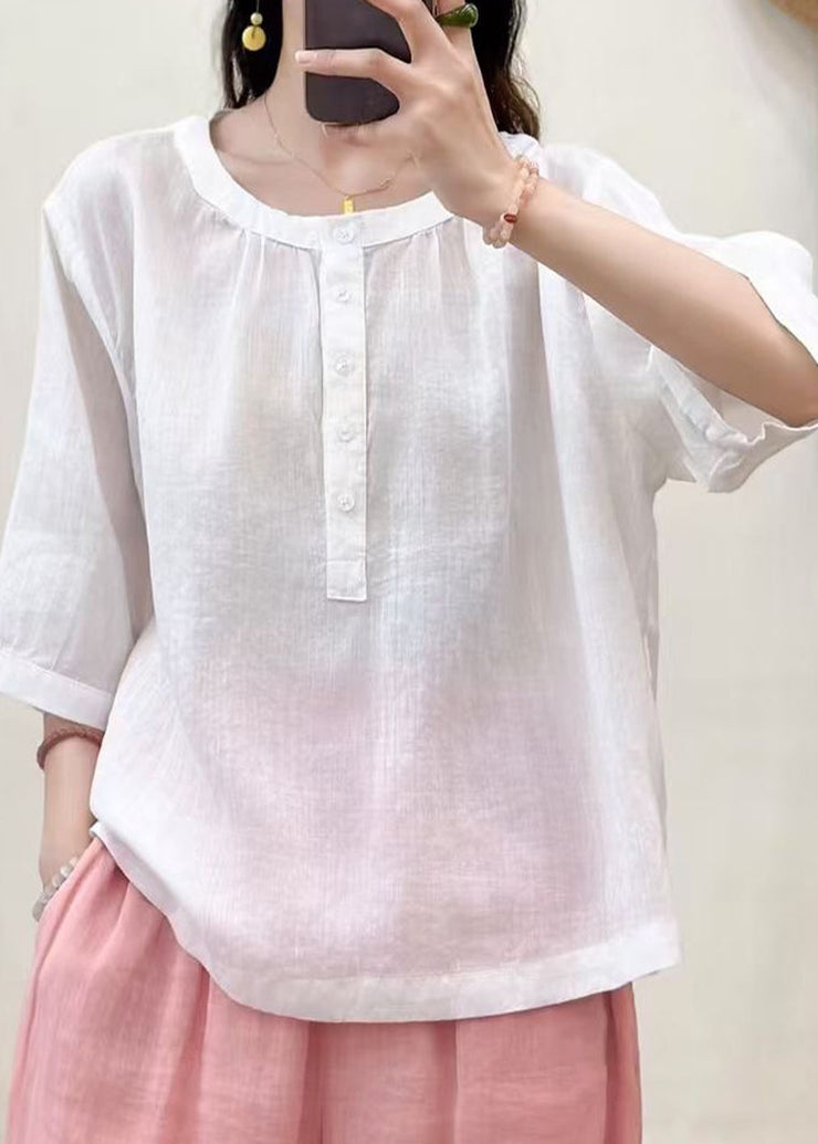 Art Purple Oversized Cotton Blouse Tops Bracelet Sleeve