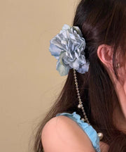 Art Purple Tulle Floral Butterfly Beads Tassel Hairpin