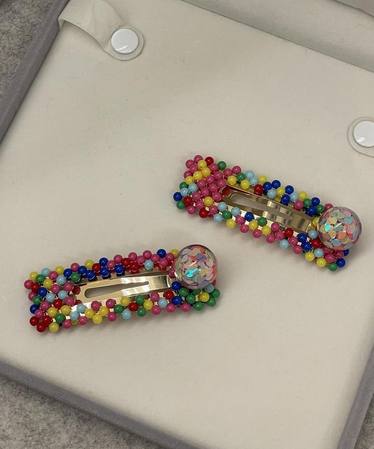 Art Rainbow Alloy Resin Glass Marble Hairpin
