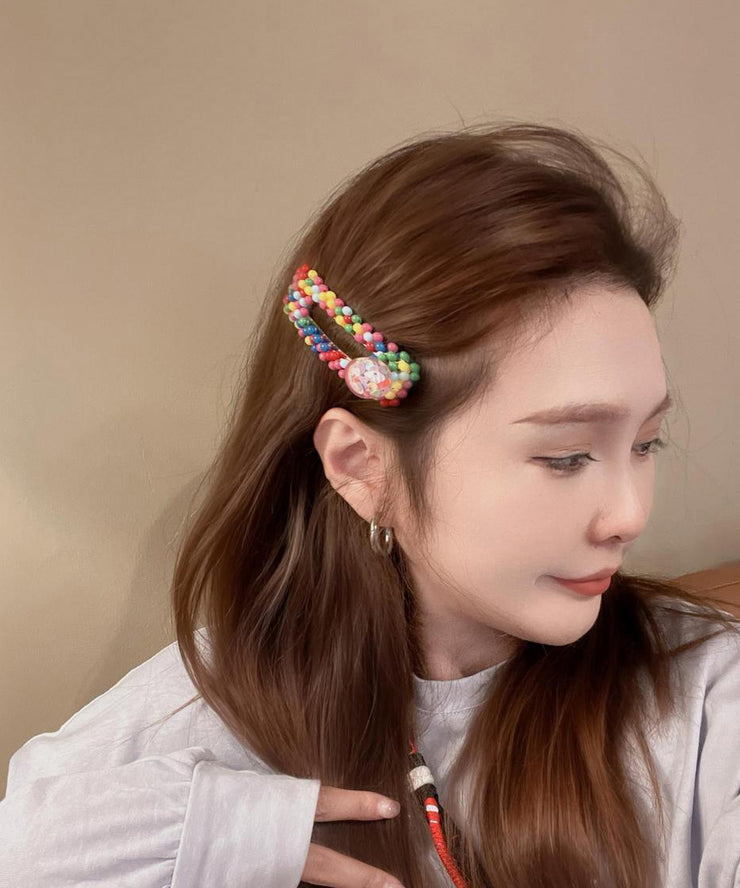 Art Rainbow Alloy Resin Glass Marble Hairpin