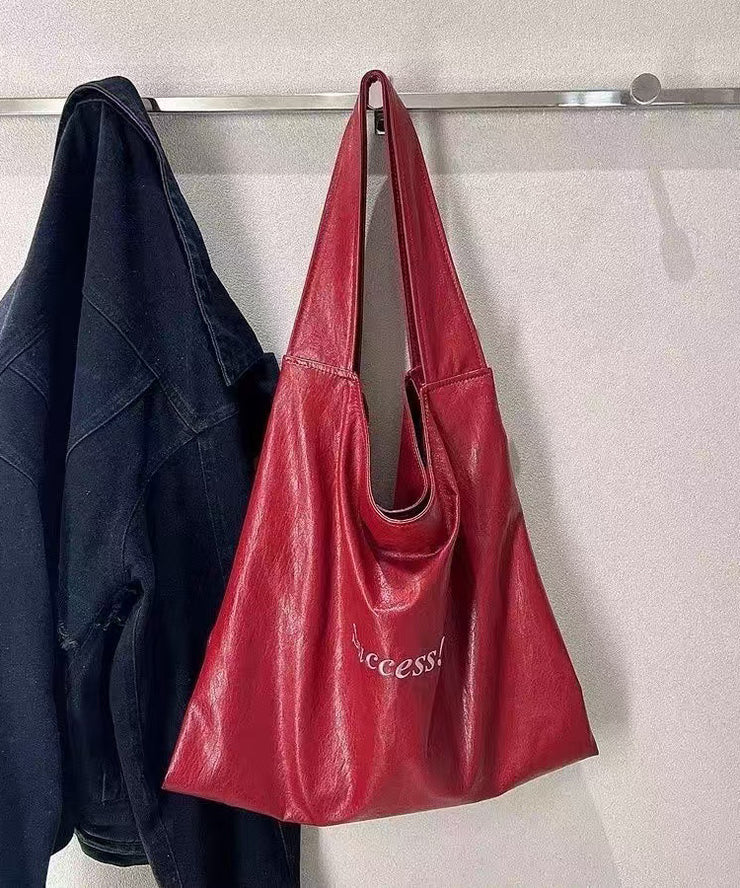 Art Red Letter Large Capacity Faux Leather Shoulder Bag