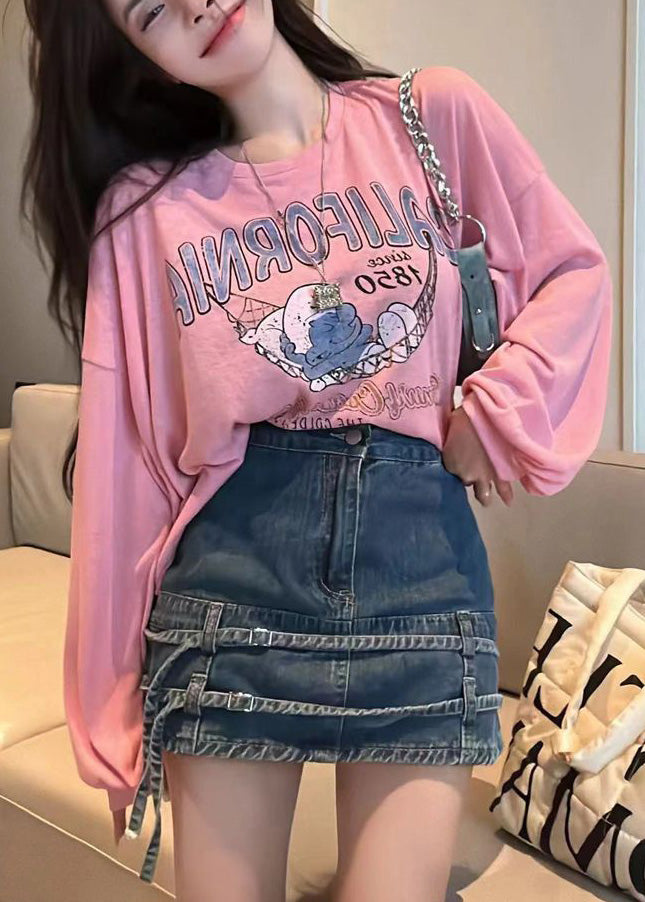 Art Rose Oversized Print Cotton Blouses Fall
