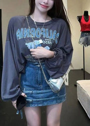 Art Rose Oversized Print Cotton Blouses Fall