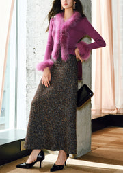 Art Rose V Neck Patchwork Fox Fur Knit Top Winter