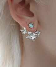 Art Silk Copper Cat's Eye Stone Butterfly Detachable Stud Earrings