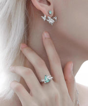 Art Silk Copper Cat's Eye Stone Butterfly Detachable Stud Earrings