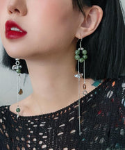 Art Silk Copper Overgild Crystal Agate Chalcedony Asymmetrical Drop Earrings
