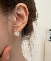 Art Silk Copper Overgild Pearl Stud Earrings