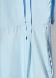 Art Sky Blue Puff Sleeve Cotton Work Dress Summer
