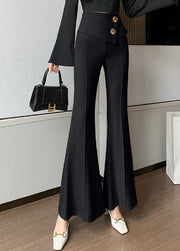 Art White Asymmetrical Draping Spandex Bell-bottom Trousers Fall