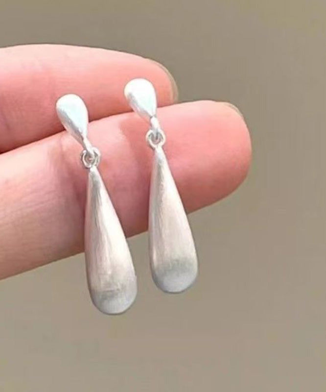 Art White Copper Overgild Dull Polish Water Drop Drop Earrings