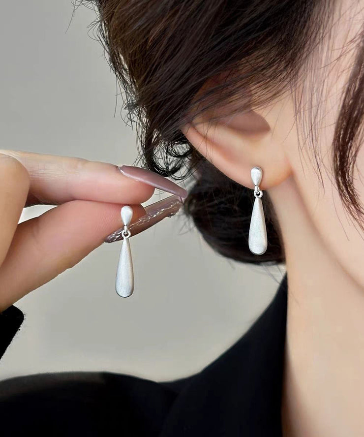 Art White Copper Overgild Dull Polish Water Drop Drop Earrings