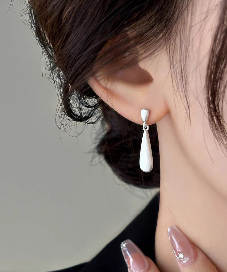 Art White Copper Overgild Dull Polish Water Drop Drop Earrings